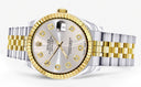 Diamond Gold Rolex Watch | Fluted Bezel | 31MM | Grey Diamond Dial | Jubilee Band