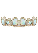 GOLD 8 TEETH DIAMOND AND OPAL GRILLS