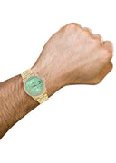 Rolex Day-Date | Presidential | 18K Yellow Gold | Diamond Bezel | Light Green Diamond Roman