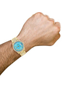 Rolex Day-Date | Presidential | 18K Yellow Gold | Diamond Bezel | Light Blue Diamond Roman DIal