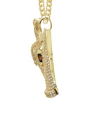 10K Yellow Gold Chain & Cz Hand Horns Pendant | Appx. 16.4 Grams