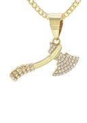10K Yellow Gold Chain & Cz Hatchet Pendant | Appx. 13.8 Grams