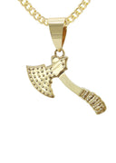 10K Yellow Gold Chain & Cz Hatchet Pendant | Appx. 13.8 Grams