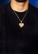 Mens Gold Plated Cuban Link Chain & Heart Pendant | Appx. 19.5 Grams