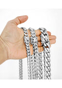 Heavy Solid White Gold Miami Cuban Link Chain Customizable (10MM-20MM)