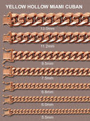 Womens 14K Rose Gold Chain - Hollow Rose Miami Cuban Link Chain