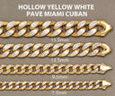 Womens 14K Gold Chain - Hollow Diamond Cut Miami Cuban Link Chain