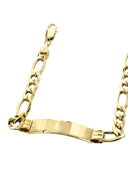Hollow Women ID Figaro Bracelet 10K/14K Yellow Gold