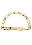 Hollow Women ID Figaro Bracelet 10K/14K Yellow Gold