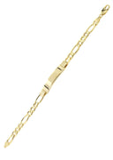 Hollow Id Figaro Bracelet 10K Yellow Gold Women