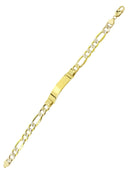 Hollow Id Pave Figaro Bracelet 10K Yellow Gold Women