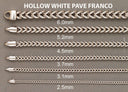 Womens 14K White Gold Chain - Hollow Diamond Cut Franco Chain
