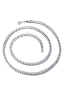 Womens 14K White Gold Chain - Hollow Diamond Cut Franco Chain