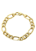 Hollow Mens Figaro Bracelet 10K/14K Yellow Gold