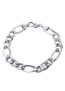 Hollow Mens Figaro Bracelet 10K White Gold
