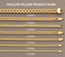 Gold Chain - Womens 10K Yellow Hollow Franco Chain