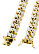 Womens 14K Gold Chain - Hollow Diamond Cut Miami Cuban Link Chain
