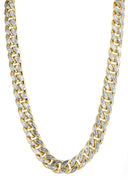 Womens 14K Gold Chain - Hollow Diamond Cut Miami Cuban Link Chain