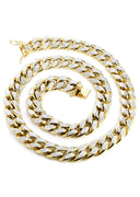 Gold Chain - Womens Hollow Diamond Cut Miami Cuban Link Chain 10k Gold