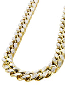 Womens 14K Gold Chain - Hollow Diamond Cut Miami Cuban Link Chain