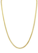 Womens 14K Yellow Gold Chain - Hollow Diamond Cut Franco Chain