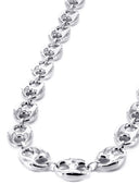 White Gold Chain - Mens Hollow Puff Chain 10K Gold
