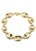 Hollow Mens Puff Bracelet 10K/14K Yellow Gold