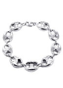 Hollow Womens Puff Bracelet 10K/14K White Gold