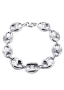 Hollow Womens Puff Bracelet 10K White Gold