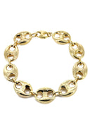 Hollow Womens Puff Bracelet 10K/14K Yellow Gold