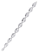 Hollow Mens Puff Bracelet 10K White Gold