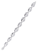 Hollow Mens Puff Bracelet 10K/14K White Gold