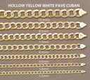 Gold Chain - Hollow Diamond Cut Womens Cuban Link Chain 10K Gold