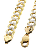 14K Gold Bracelet Hollow Cuban Diamond Cut For Women