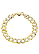 Hollow Womens Diamond Cut Cuban Bracelet 10K Yellow Gold