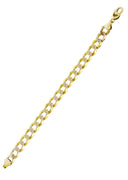 Hollow Womens Diamond Cut Cuban Bracelet 10K Yellow Gold