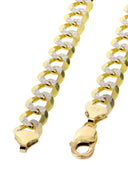 Gold Chain - Hollow Diamond Cut Womens Cuban Link Chain 10K Gold