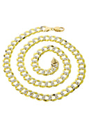 Gold Chain - Hollow Diamond Cut Womens Cuban Link Chain 10K Gold