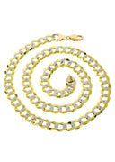 Gold Chain - Hollow Diamond Cut Womens Cuban Link Chain 10K/14K Gold