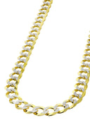 Gold Chain - Hollow Diamond Cut Womens Cuban Link Chain 10K Gold