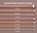 Womens 14K Rose Gold Chain - Hollow Rose Franco Chain
