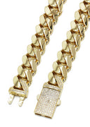 Gold Chain - Mens Hollow Monaco Miami Cuban Link Chain 10K/14K Gold