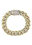 Hollow Monaco Mens Miami Cuban Link Bracelet 10K/14K Yellow Gold