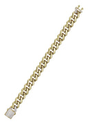 Hollow Monaco Mens Miami Cuban Link Bracelet 10K/14K Yellow Gold