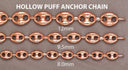 14K Rose Gold Chain Hollow Puff