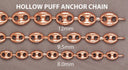 Womens 14K Rose Gold Chain Hollow Puff