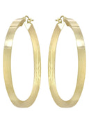 10K Gold Diamond Cut Hoop Earrings | Customizable Size