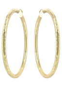 10K Gold Diamond Cut Hoop Earrings | Customizable Size