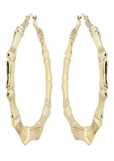 10K Gold Bamboo Hoop Earrings | Customizable Size