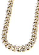 Iced Out Gold Chain - Mens Cz Hollow Miami Cuban Link Chain 10K/14K Gold